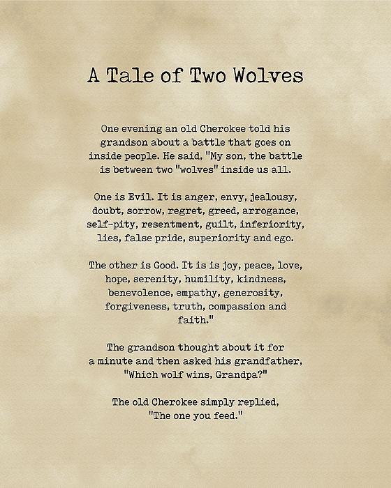 Internal battle story of two wolves for children and bullying